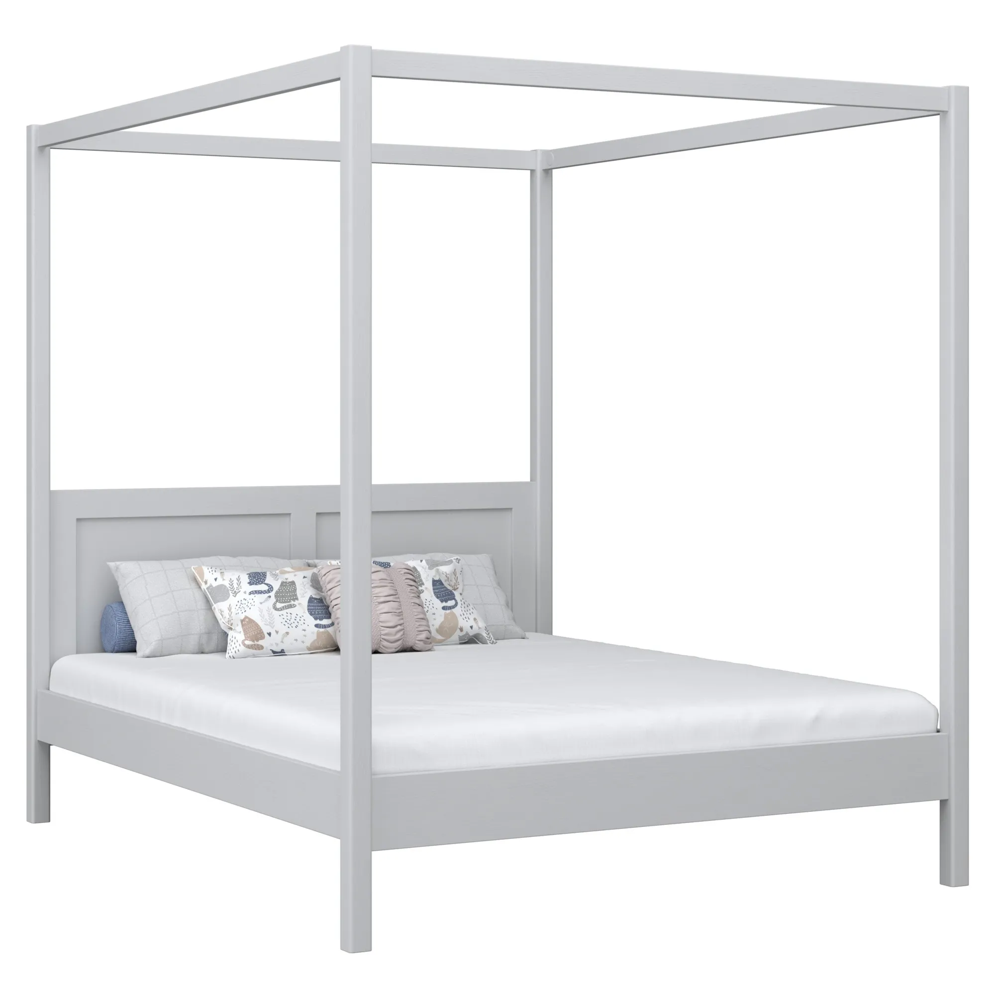 Drewniane łóżko podwójne z baldachimem N02