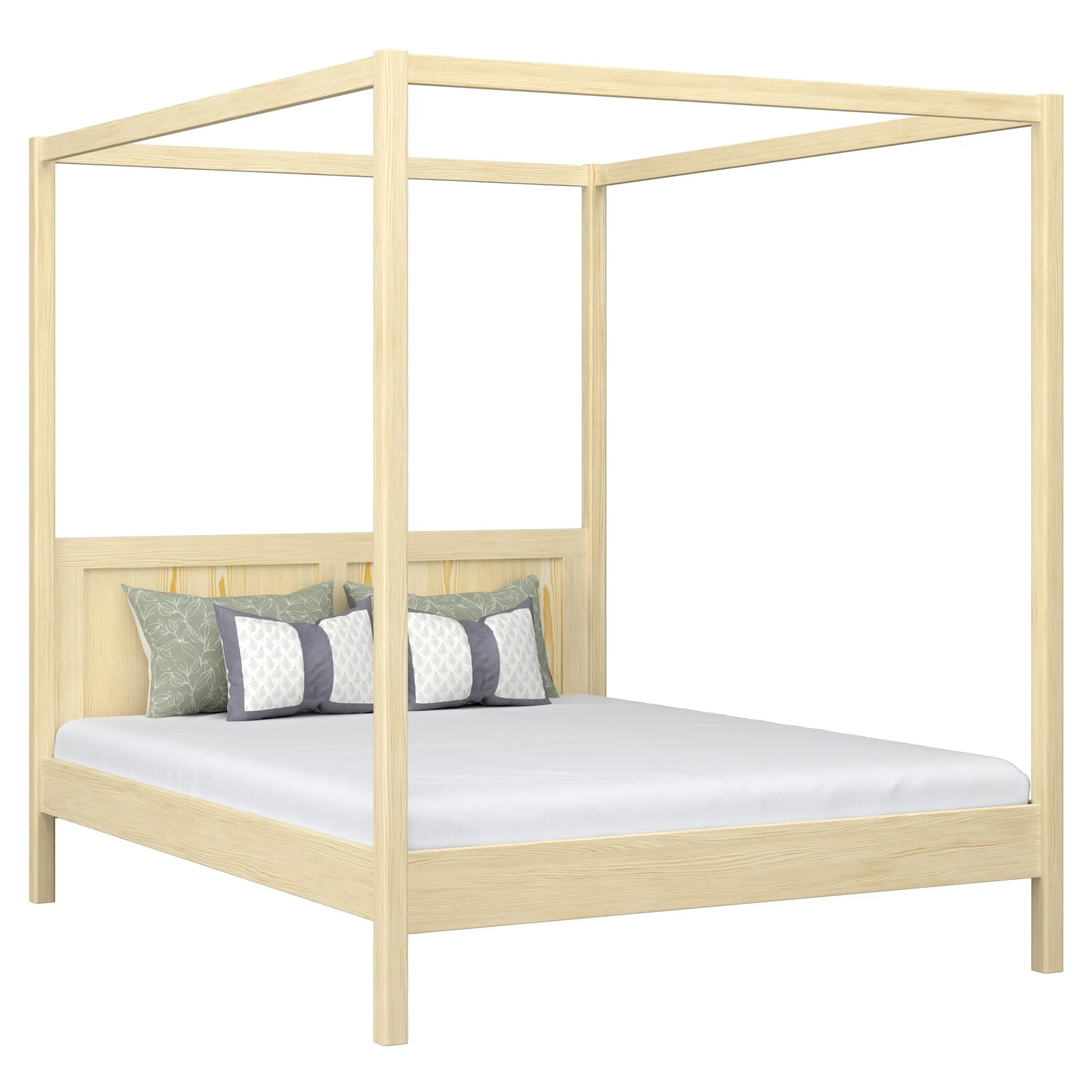 Drewniane łóżko podwójne z baldachimem N02