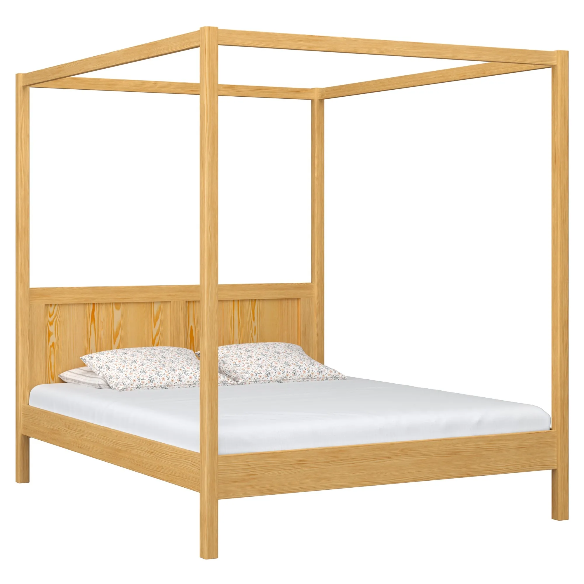 Drewniane łóżko podwójne z baldachimem N02