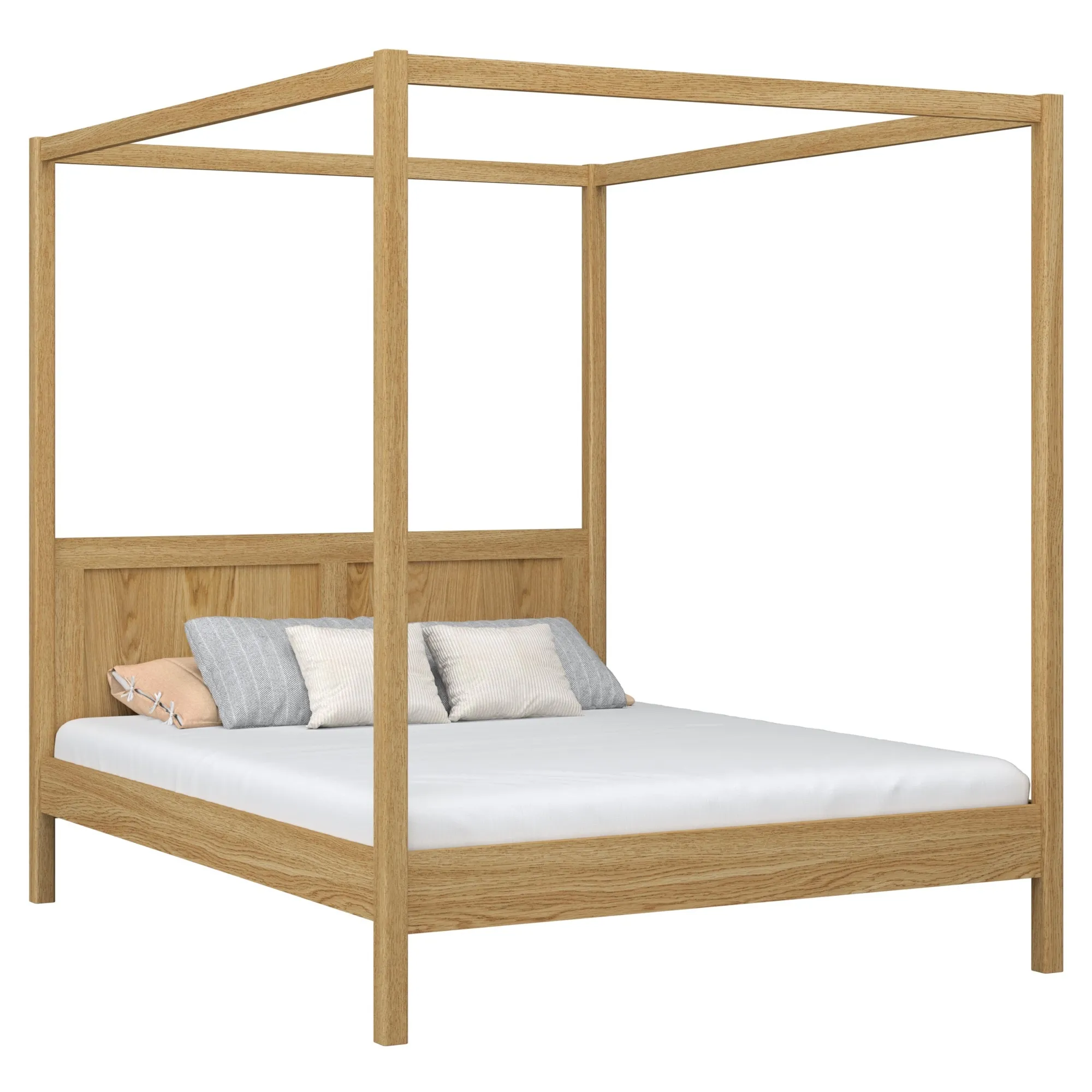 Dębowe łóżko podwójne z baldachimem N02