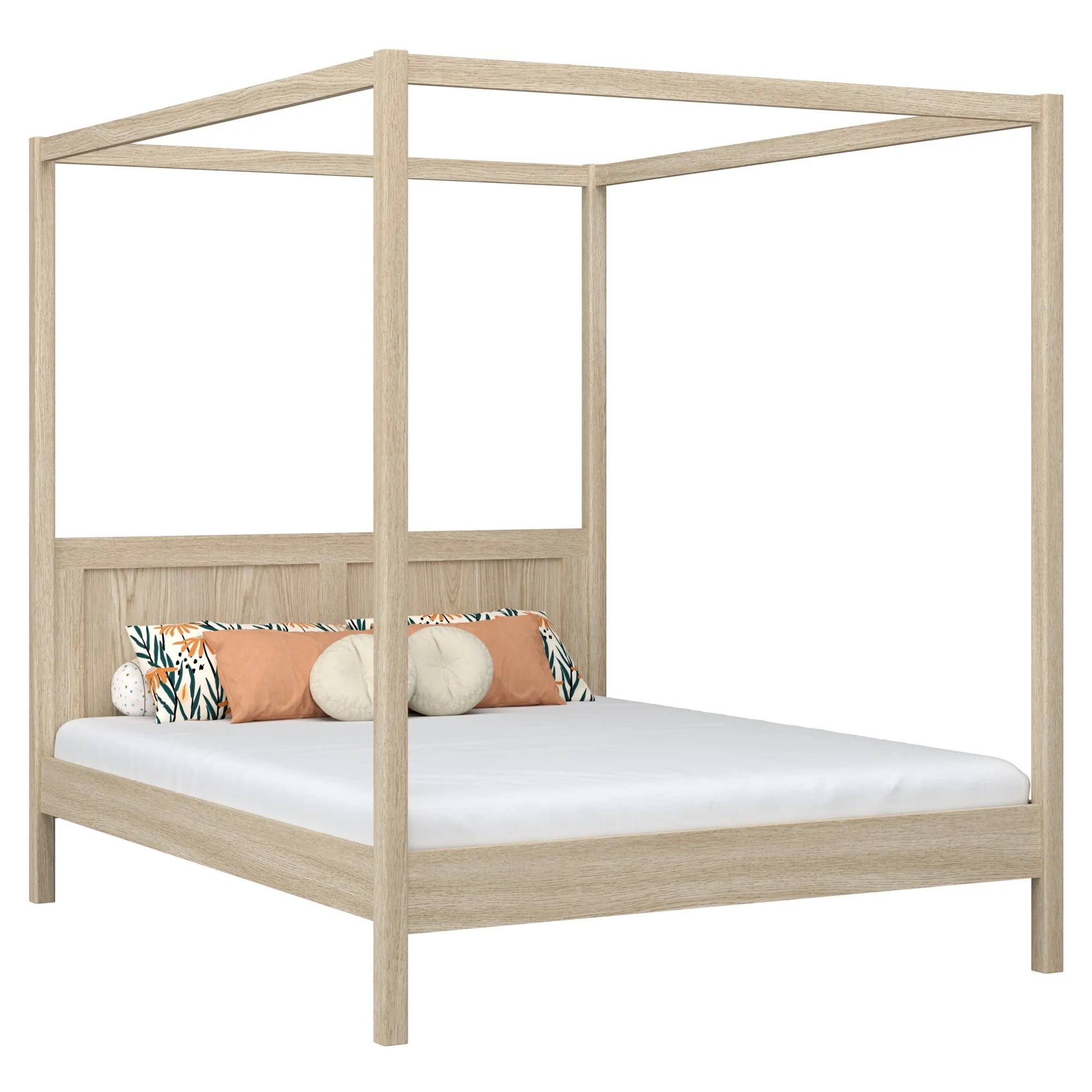 Dębowe łóżko podwójne z baldachimem N02