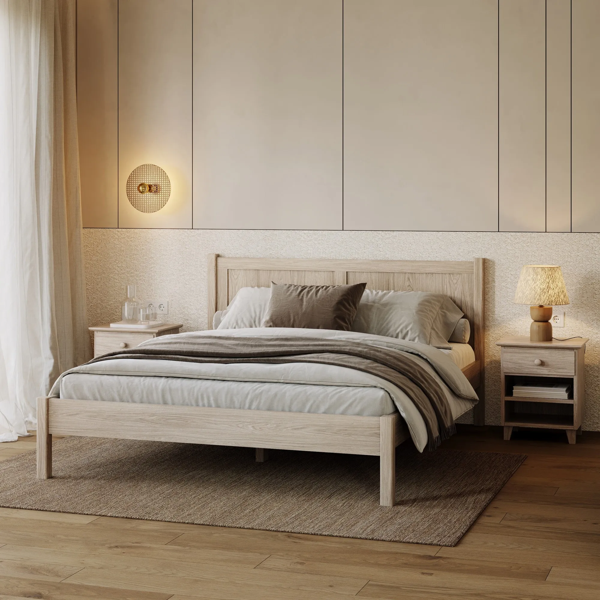 Dębowe łóżko podwójne N02