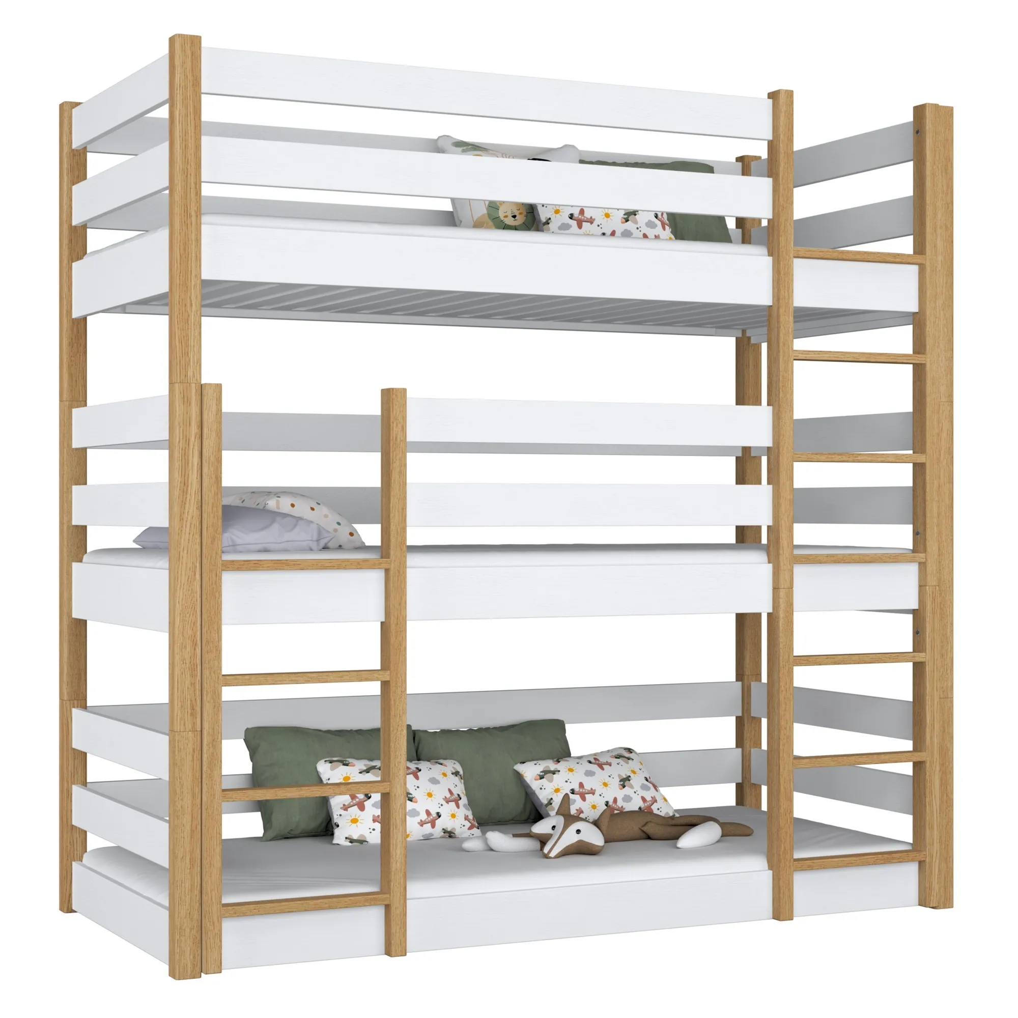 Drewniane łóżko 3-piętrowe N01