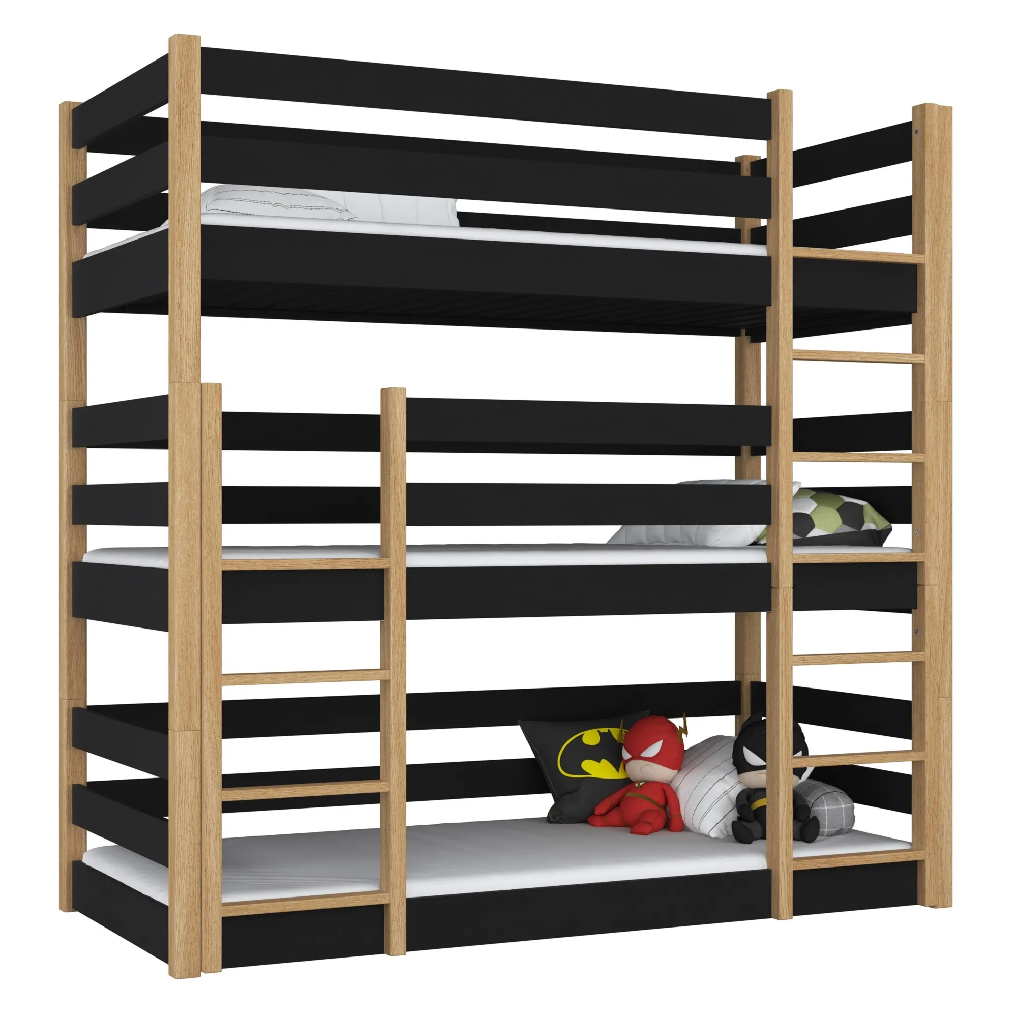 Drewniane łóżko 3-piętrowe N01