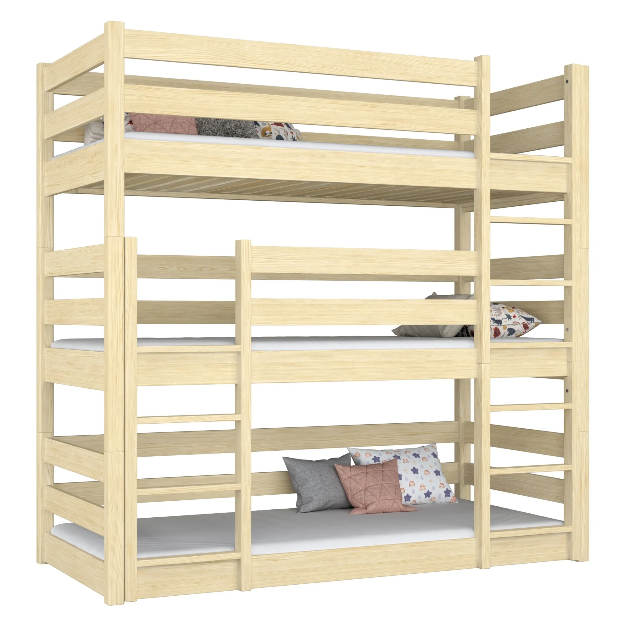 Drewniane łóżko 3-piętrowe N01