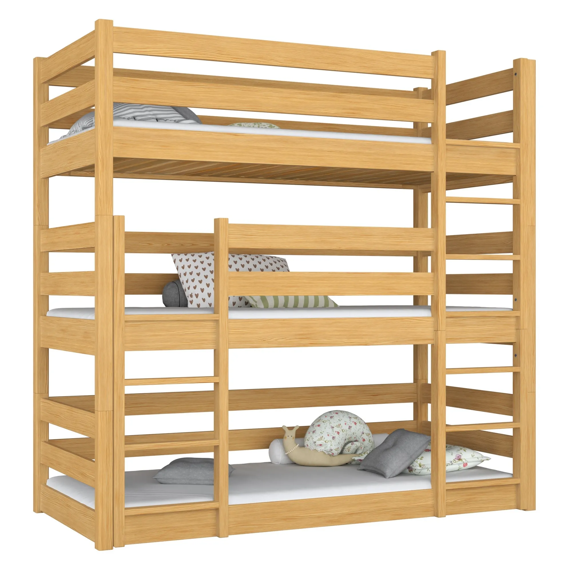 Drewniane łóżko 3-piętrowe N01