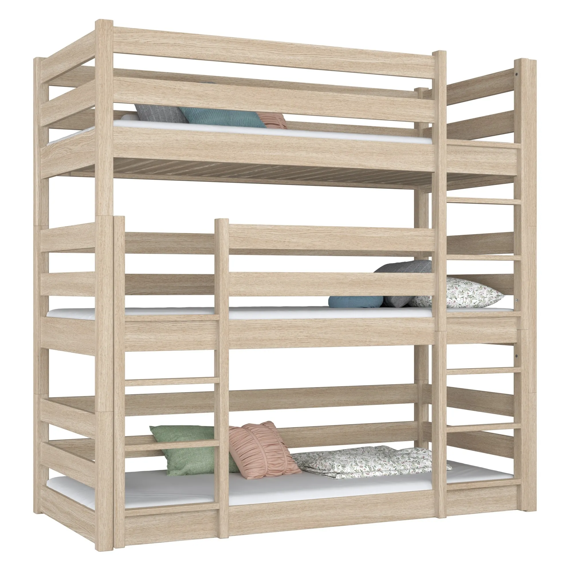 Drewniane łóżko 3-piętrowe N01