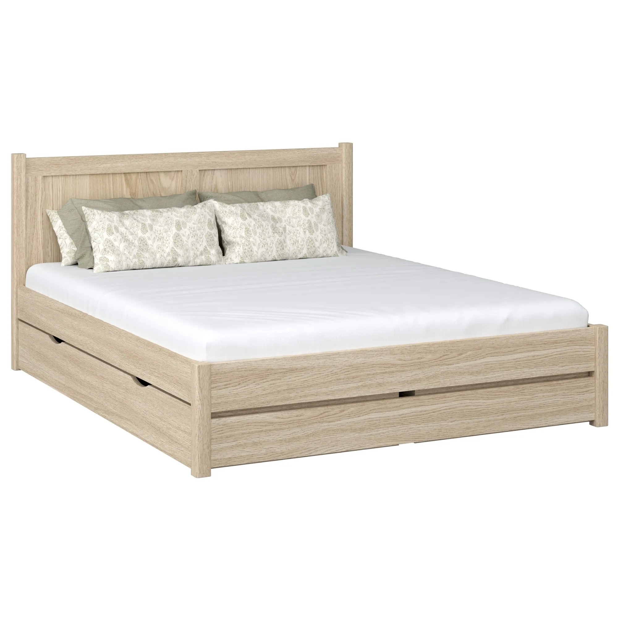 Dębowe łóżko podwójne z szufladą N02