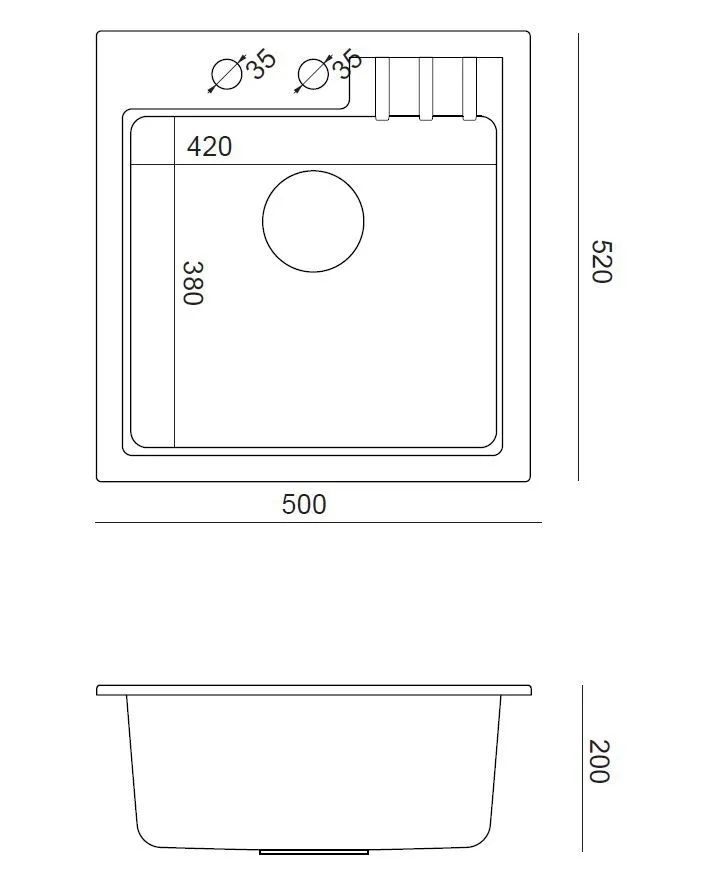 PETER 110 GraniteQ zlewozmywak granitowy soft taupe 1-komorowy z/o (50x52x20) z syfonem i zaślepką