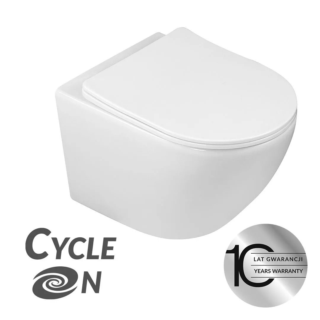 LAVEO VMD_609S DESNA Miska ustępowa CycleOn wisząca bezkołnierzowa z deską