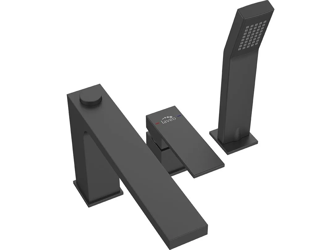 LAVEO Kvadrato - bateria wannowa stojąca 3-otworowa