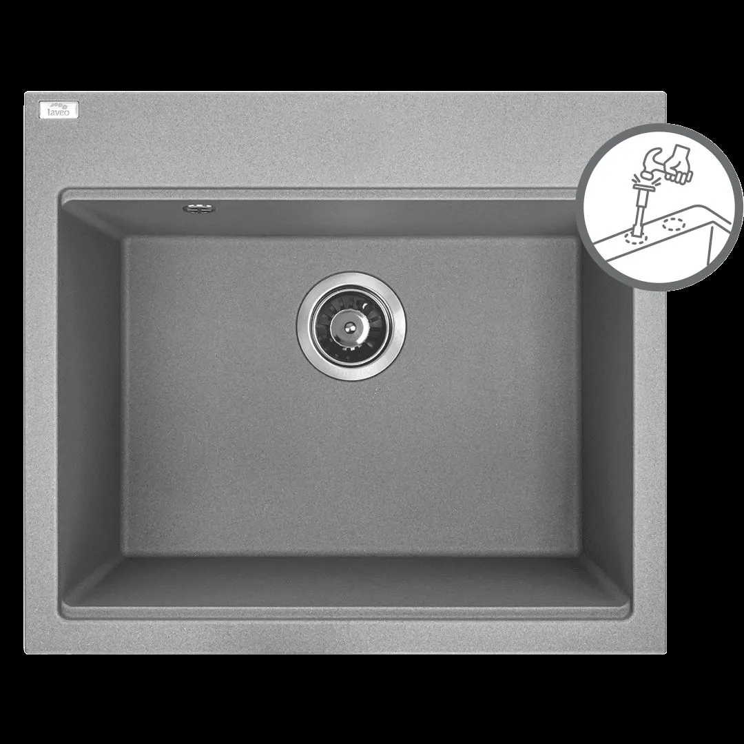LAVEO Tau SBT_510Y zlewozmywak Szary 1-komorowy