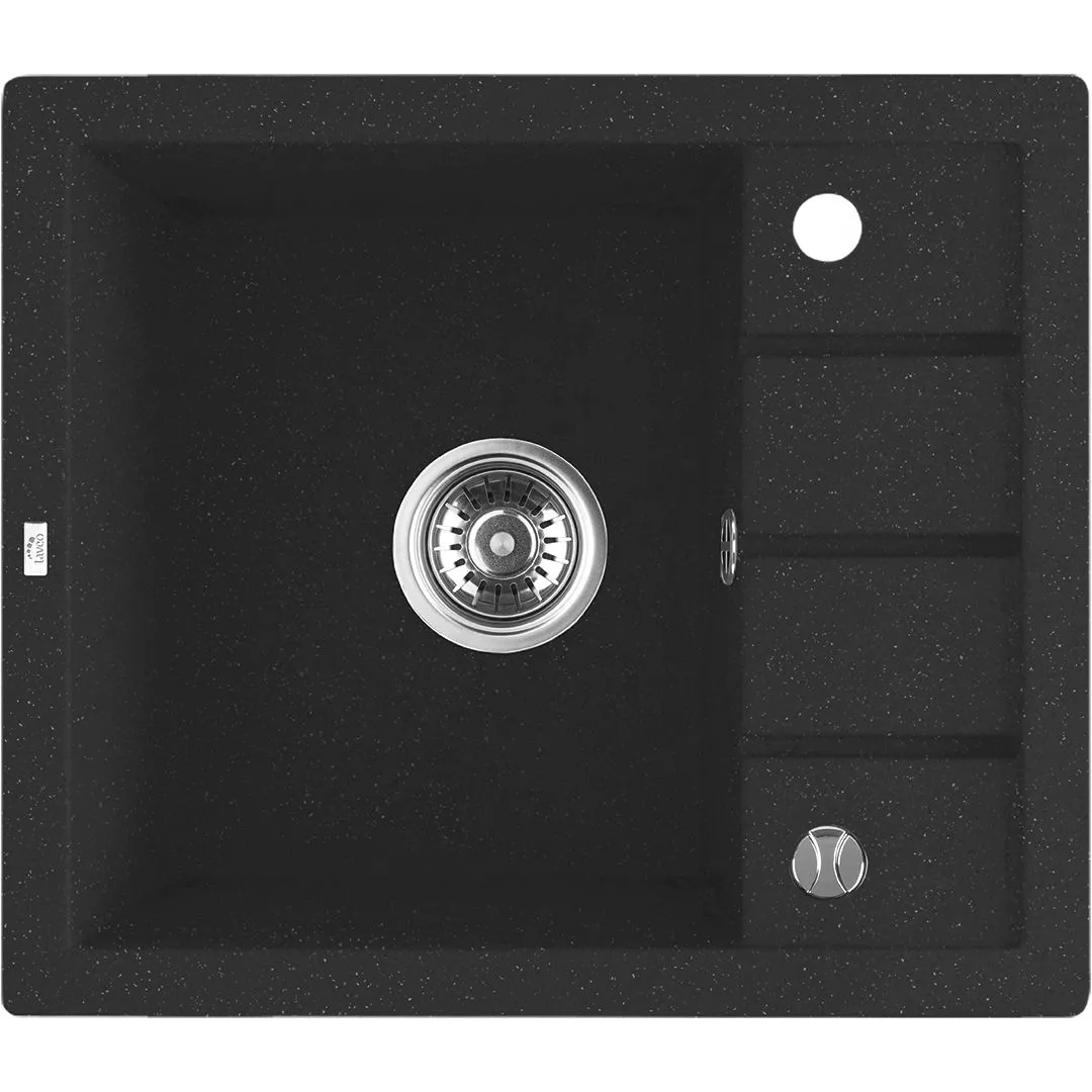LAVEO Trzynastka SBP 713T Czarne zlewozmywak 1-komorowy z półociekaczem