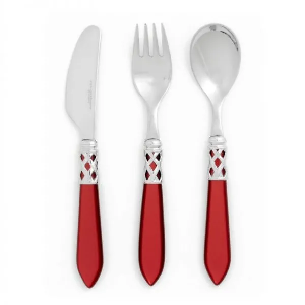 ALADDIN bordeaux - 3 cz. zest sztućców dla dziecka (łyżeczka,widelec,nożyk)