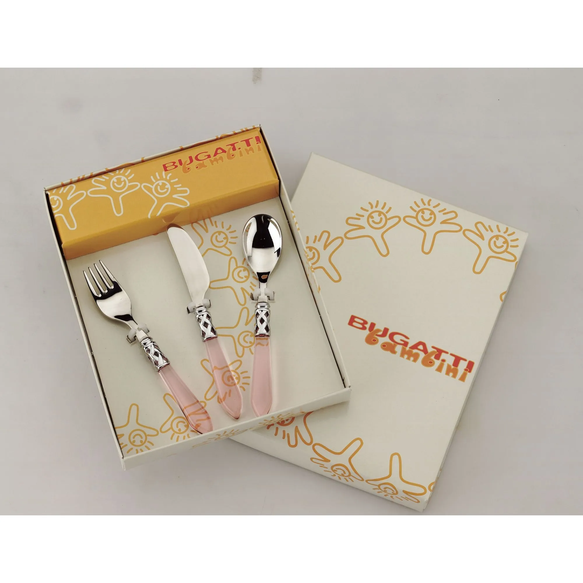 ALADDIN pink - 3 cz. zest sztućców dla dziecka (łyżeczka,widelec,nożyk)