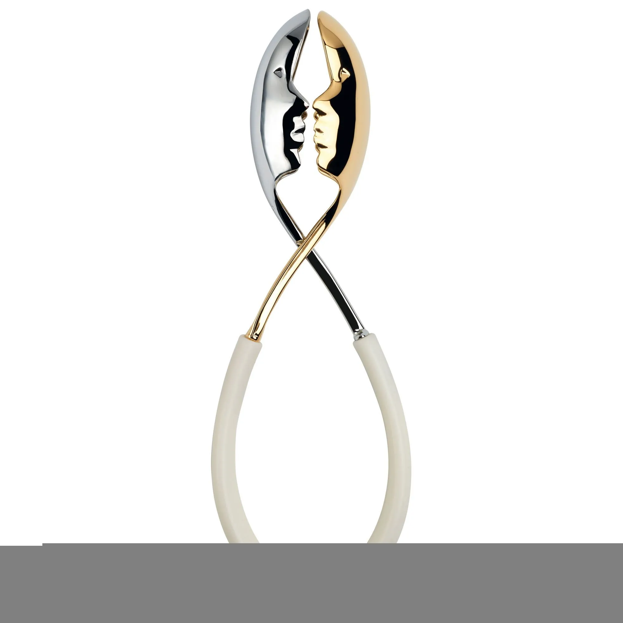 MOLLA KISS Szczypce do sałatek - białe ze złotem 24 karaty