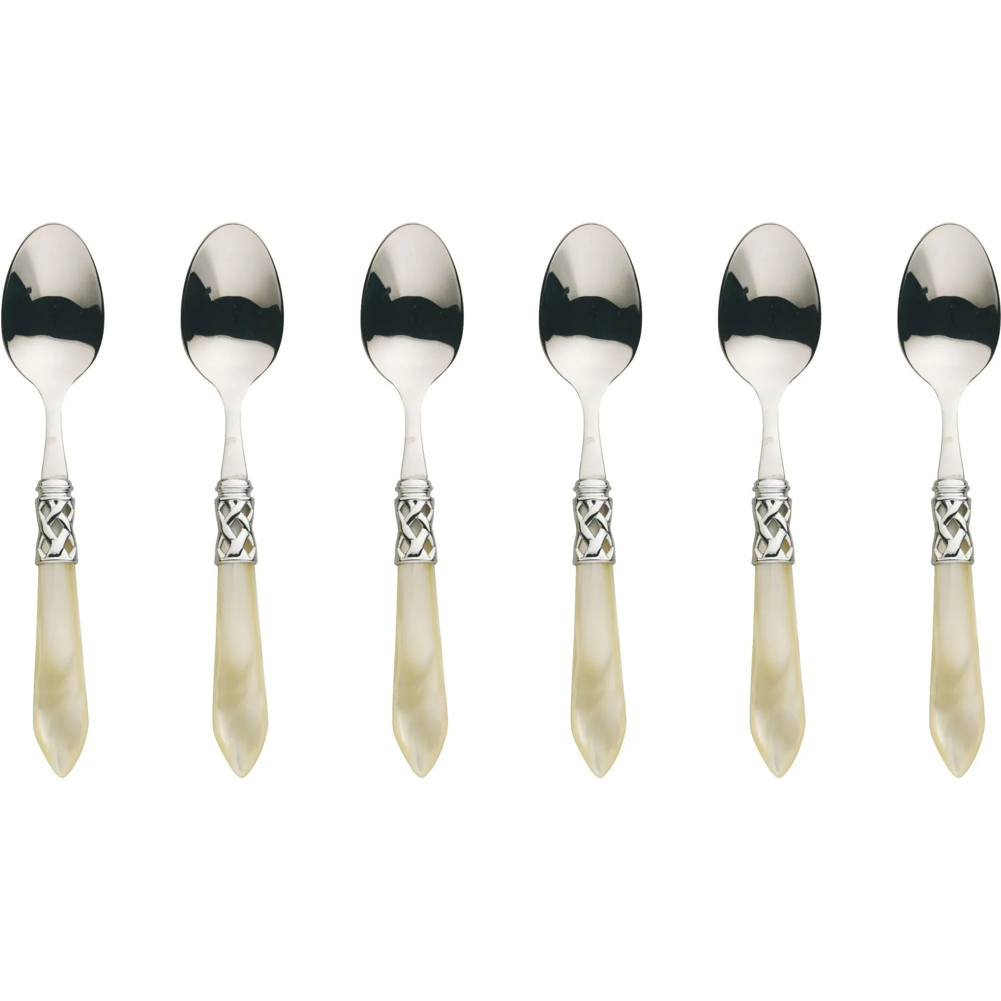ALADDIN - Komplet 6 łyżeczek do kawy / kolor perłowa kość słoniowa