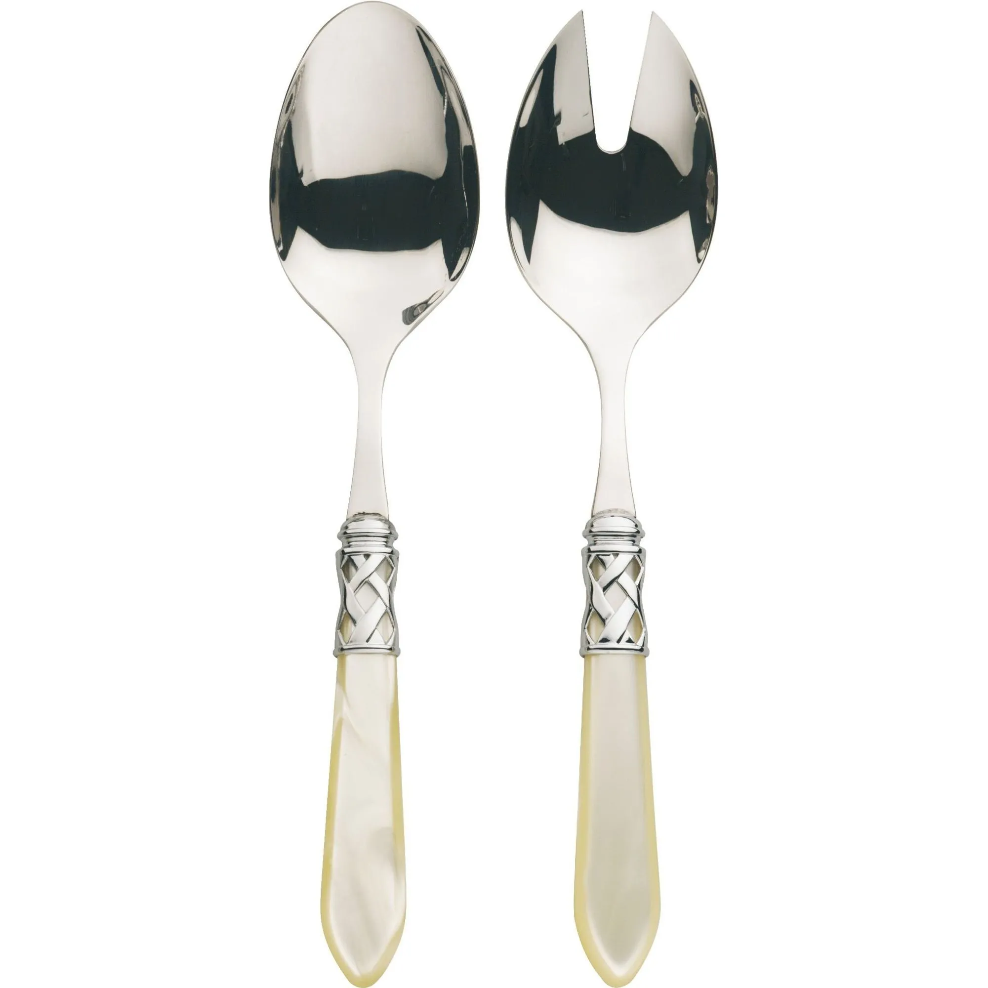 ALADDIN - Komplet (łyżka do serwowania + łyżka do sałaty) / kolor perłowa kość słoniowa