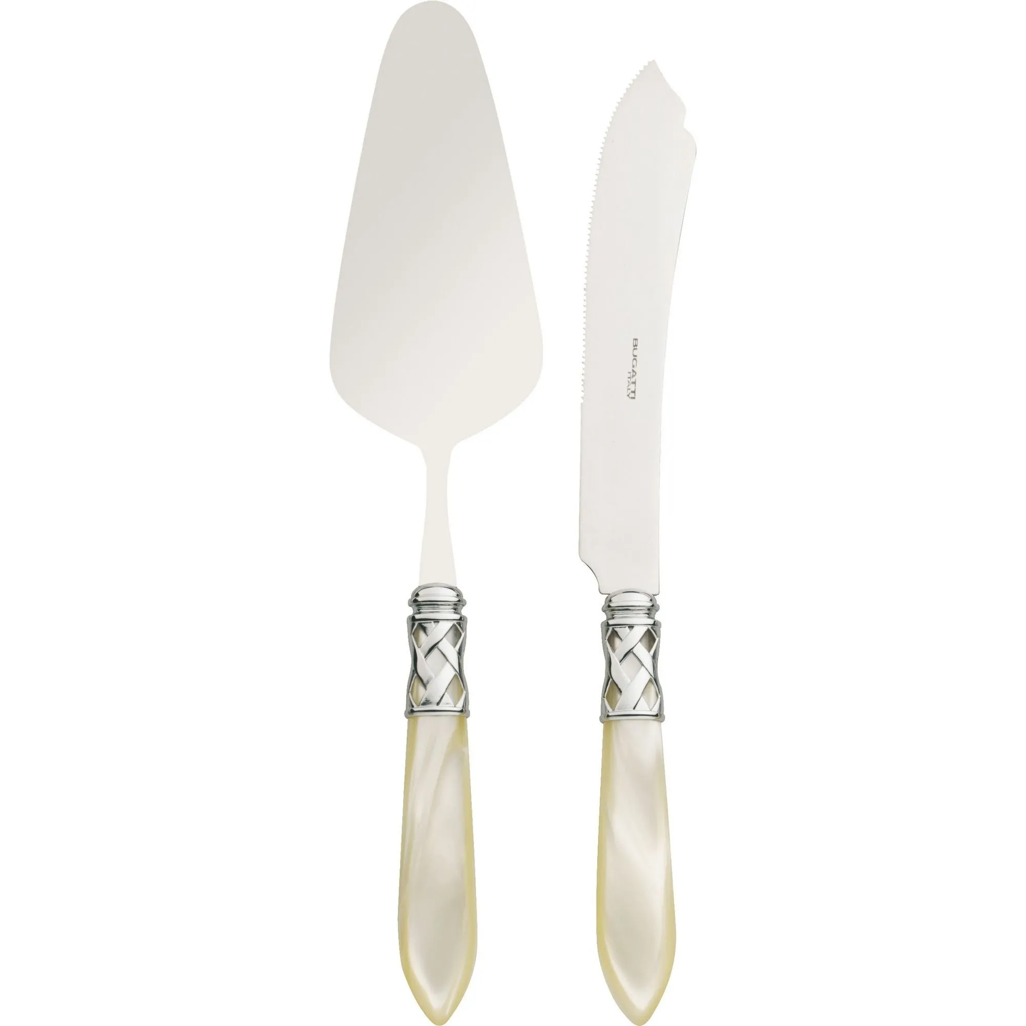 ALADDIN - Łopatka do ciasta + nóż do krojenia ciasta / kolor perłowa kość słoniowa