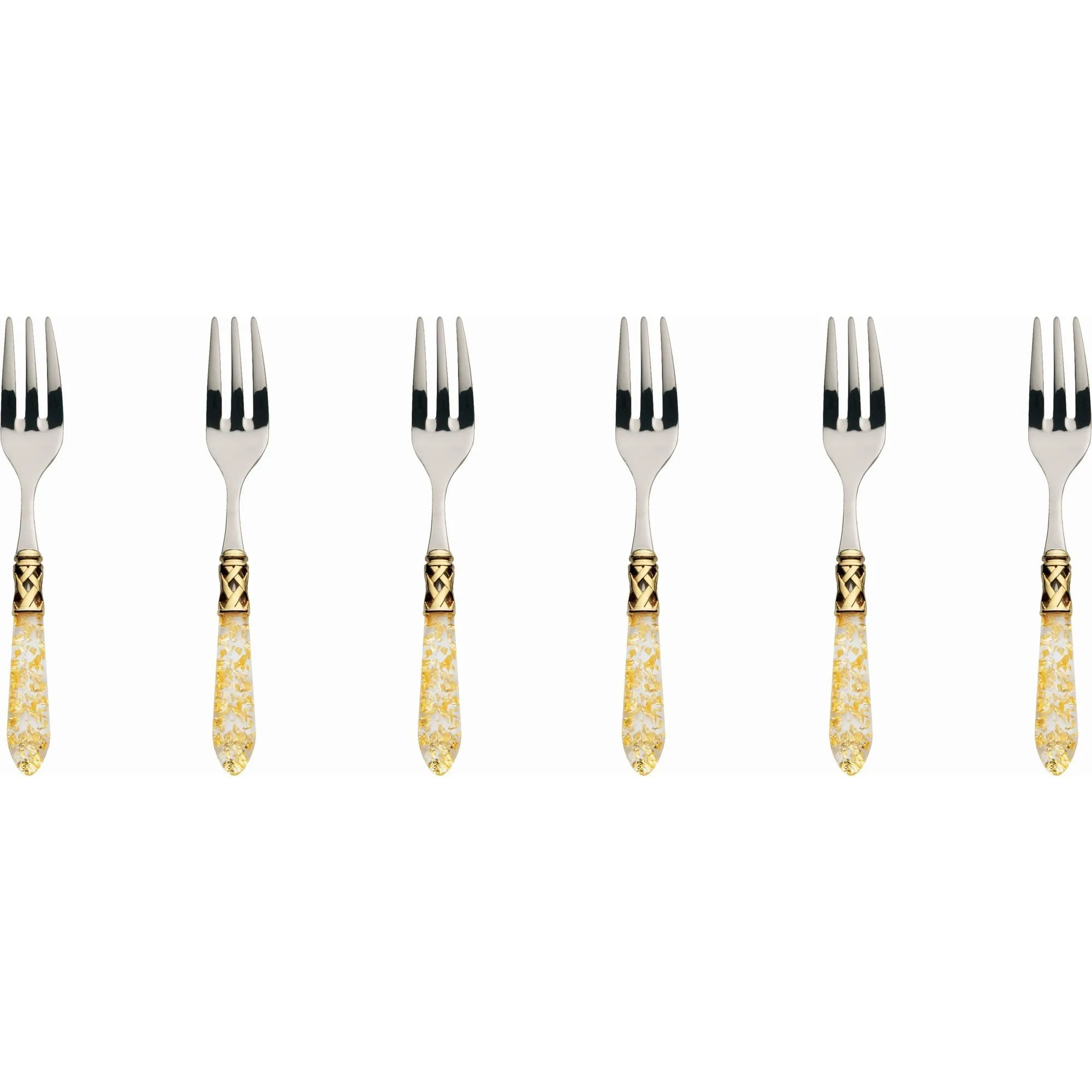 ALADDIN GOLD - Komplet 6 widelczy / kolor perłowa kość słoniowa