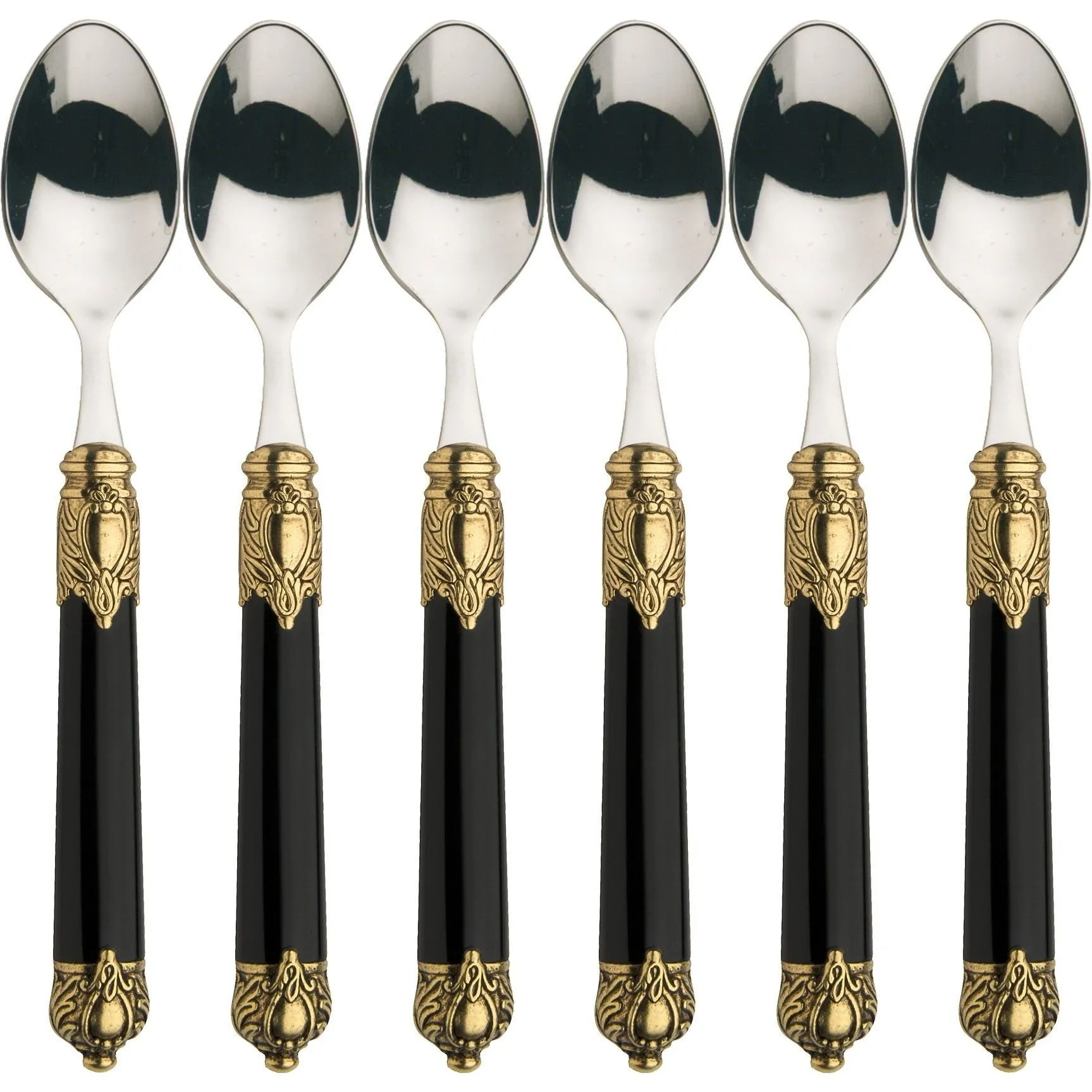 RINASCIMENTO GOLD BLACK zestaw 6 łyżeczek do kawy