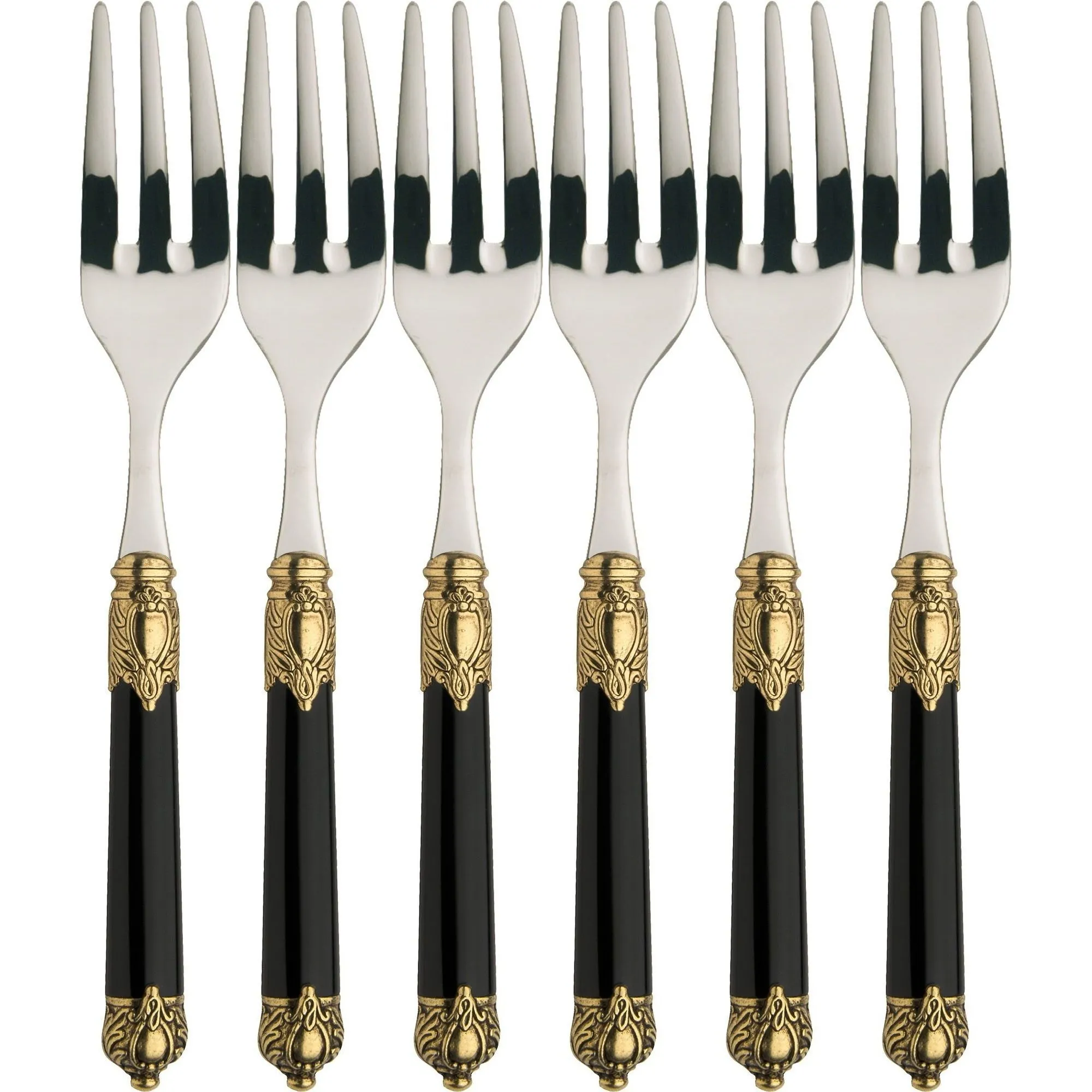 RINASCIMENTO GOLD BLACK zestaw 6 widelczyków do ciasta