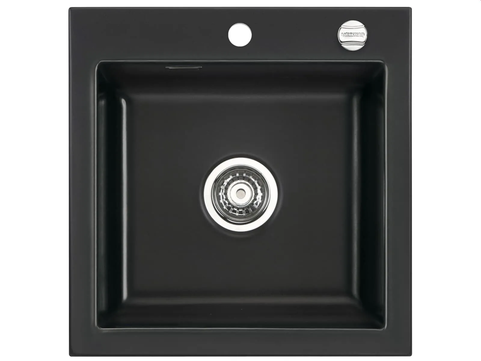 Systemceram Mera 51 Zlew ceramiczny Nero, korek automatyczny