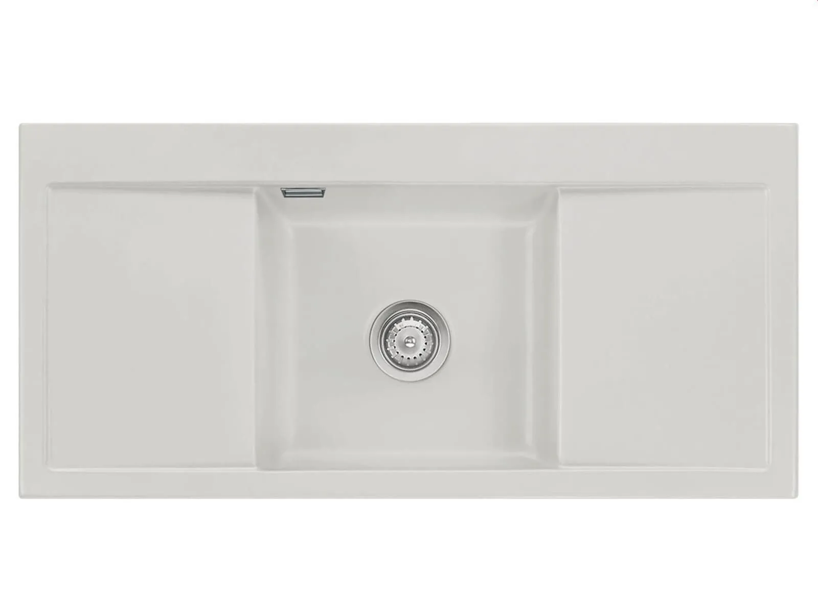 Systemceram Mera Middle Alu,zlew ceramiczny, korek manualny