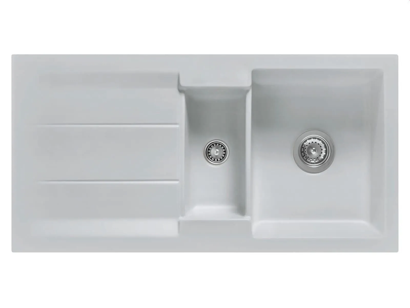 Systemceram Genea 100 Alu, Zlewozmywak ceramiczny, korek manualny