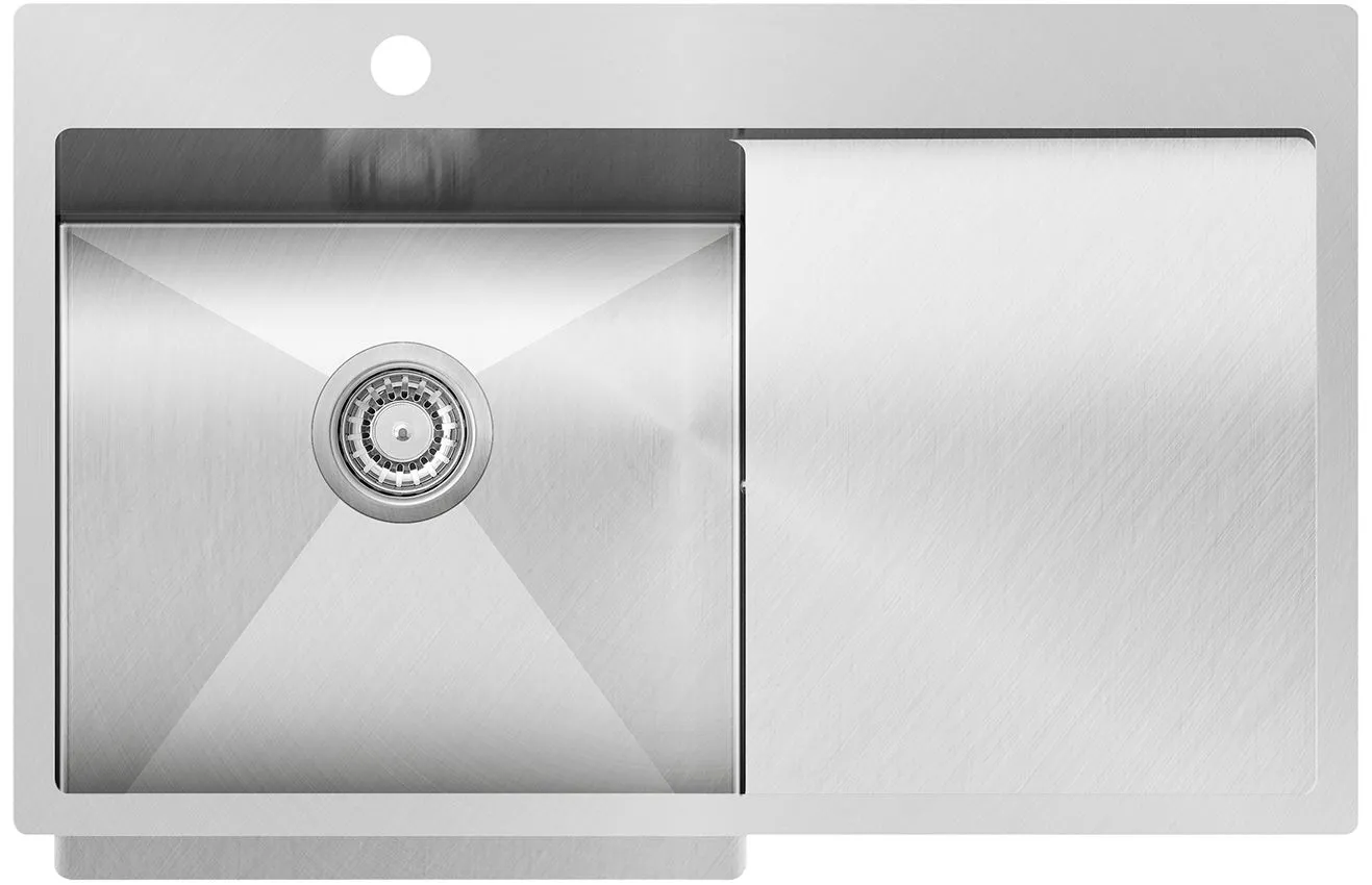 LUNA LUN101N-L Zlewozmywak stalowy 78x50cm , lewa komora , stal 1,2 mm