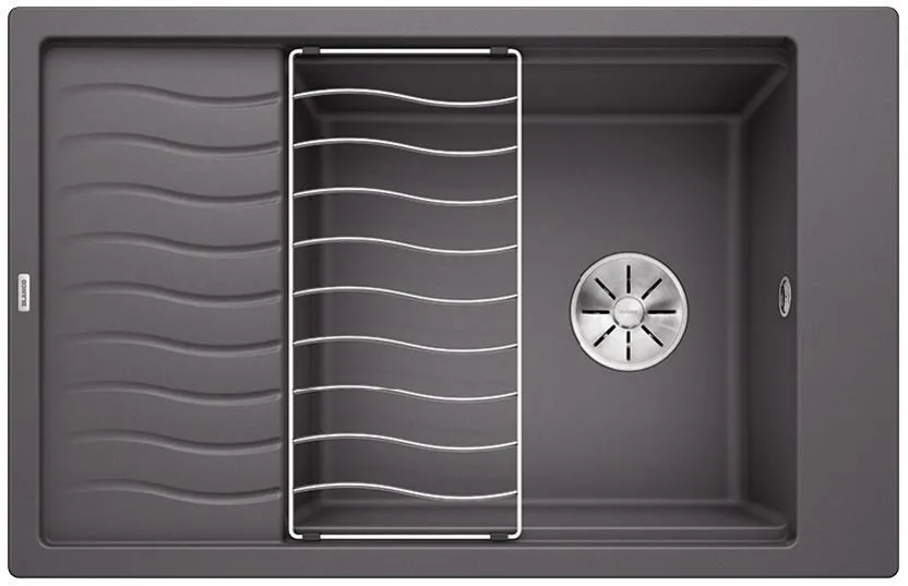 BLANCO ELON XL 6 S Silgranit szarość skały odwracalny, InFino, kratka ociekowa