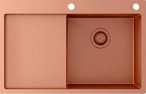 TERRA101N-R-C (nano) Zlewozmywak stalowy miedziany PVD , Powłoka Nano , Prawa komora