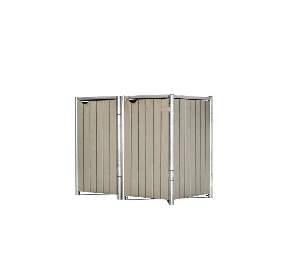 Hide Drewniana skrzynia na śmieci na 2 kosze na śmieci 120 litrów Szary 64x121x115cm