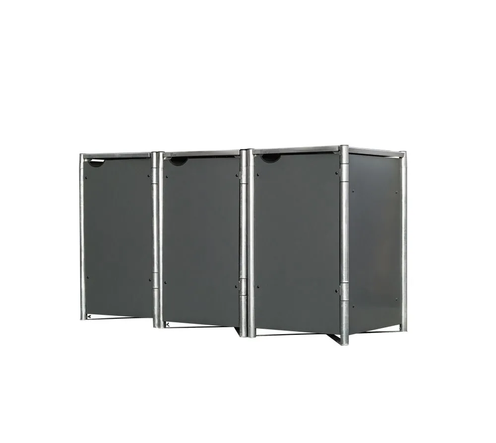 Hide Metalowy pojemnik na śmieci na 3 kosze na śmieci 120 litrów Szary 64x181x115cm