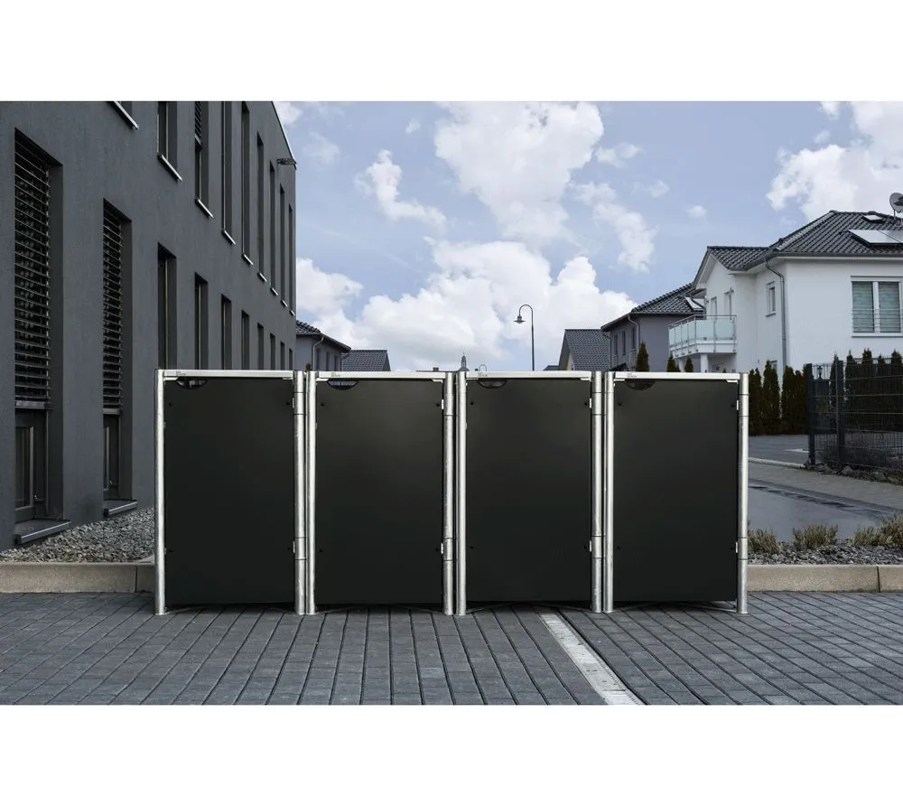 Hide Metalowy pojemnik na śmieci na 4 pojemniki na śmieci 120 litrów Czarny 64x242x115cm