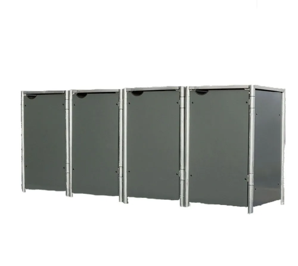 Hide Metalowy pojemnik na śmieci na 4 pojemniki na śmieci 240 litrów Szary 81x279x115cm
