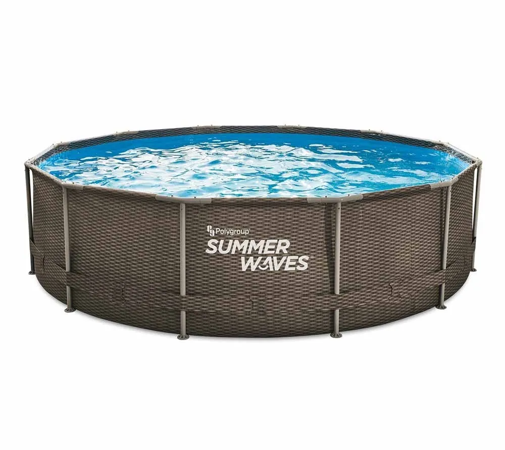 Summer Waves Pula aktywnych ramek Okrągły basen naziemny łącznie z akcesoriami  Rattan w kolorze brązowym 366x91 cm