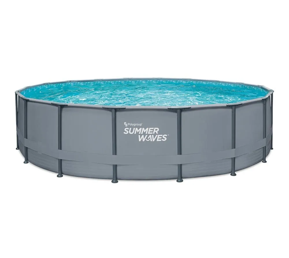 Summer Waves Elitarny basen z ramkami Okrągły basen naziemny Kompletny zestaw Szary 549x132 cm