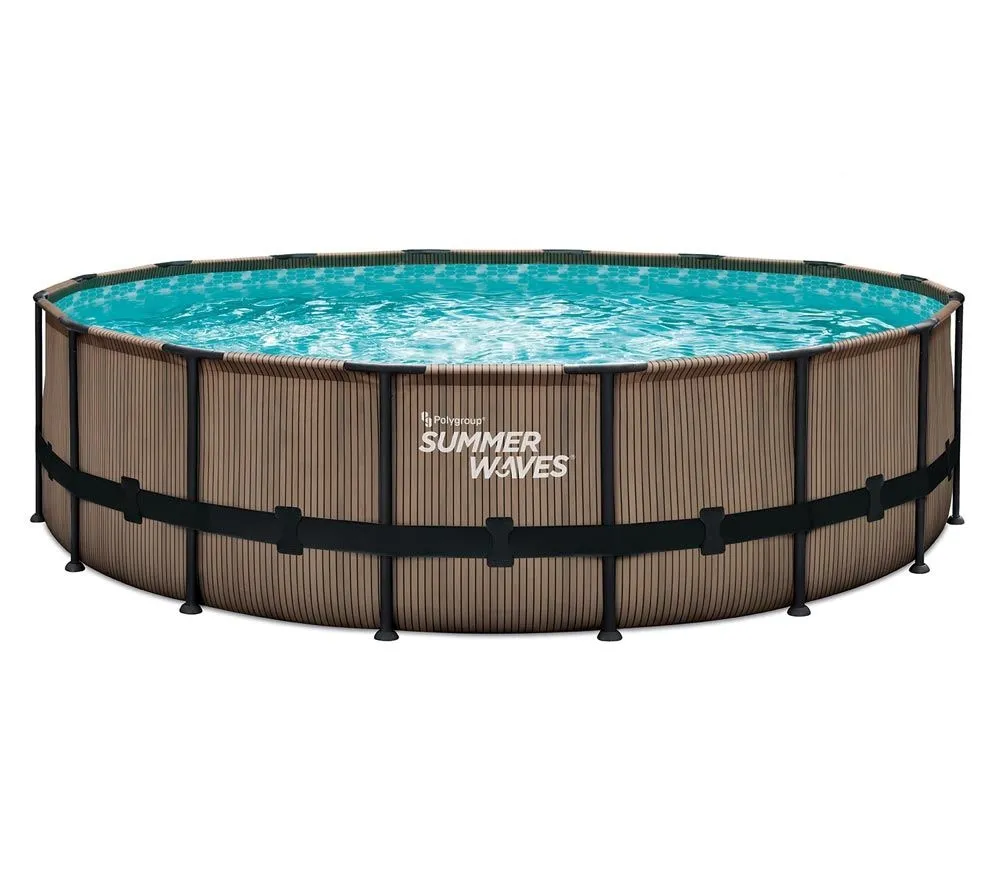 Summer Waves Elitarny basen z ramkami Okrągły basen naziemny Kompletny zestaw Herbata wygląda na brązową 488x122 cm