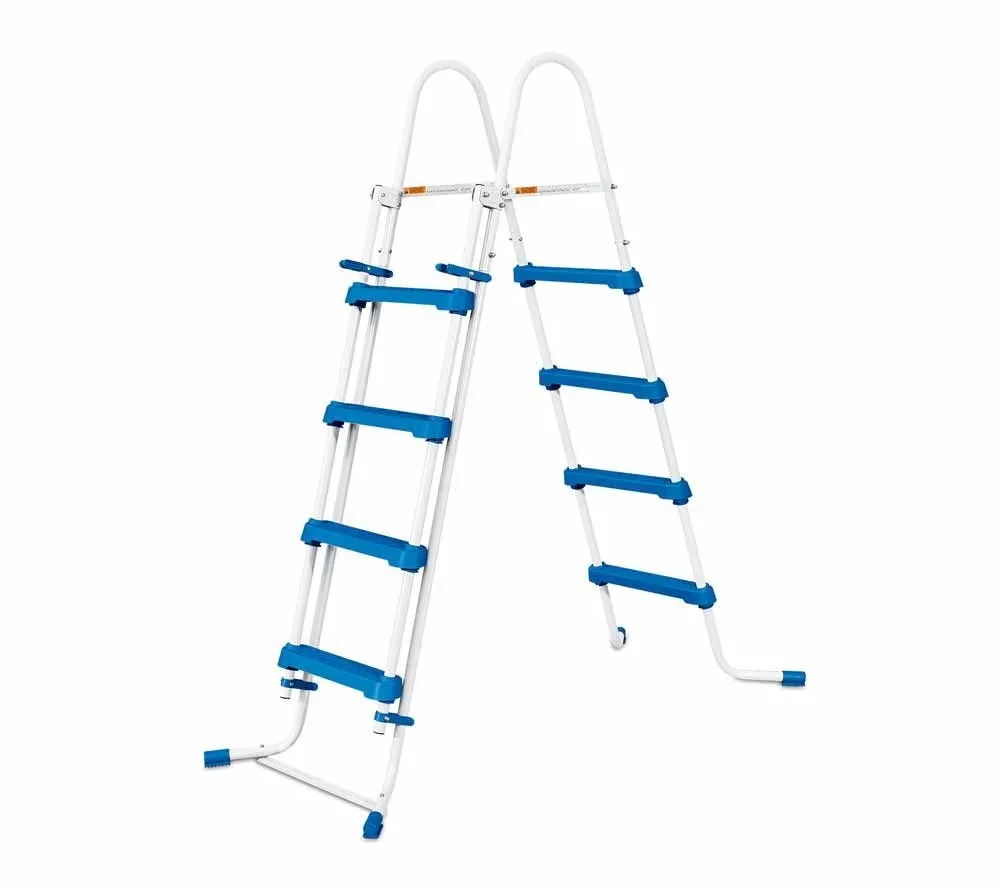 Summer Waves Drabina basenowa ze stali nierdzewnej Akcesoria do basenów Biały/Niebieski 65x132cm
