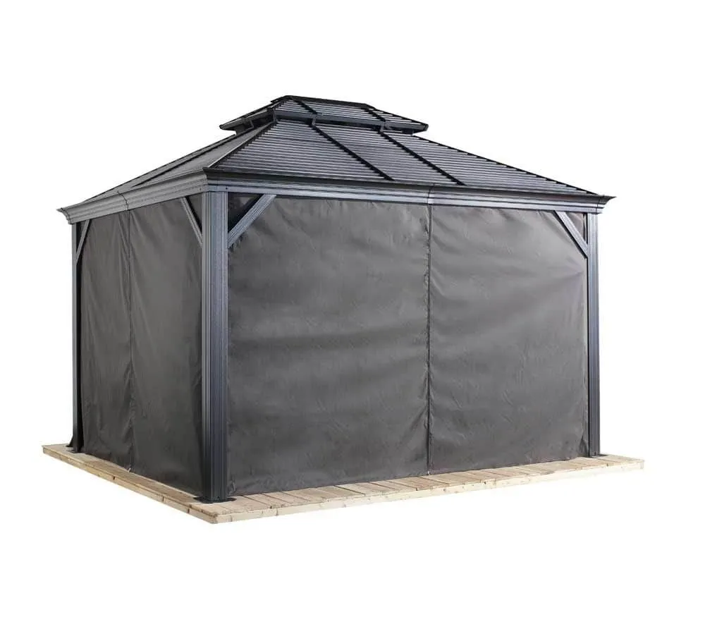 Sojag Zasłony wraz z klipsami do altanki Mykonos Moreno 1014 Szary 333x202cm