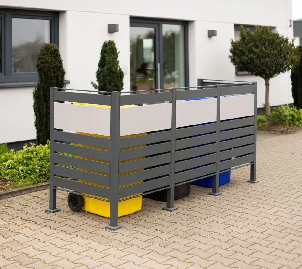 Westmann Okładzina metalowa na śmieci Planum 3x240L Mieszanka antracytu 240x90x120 cm