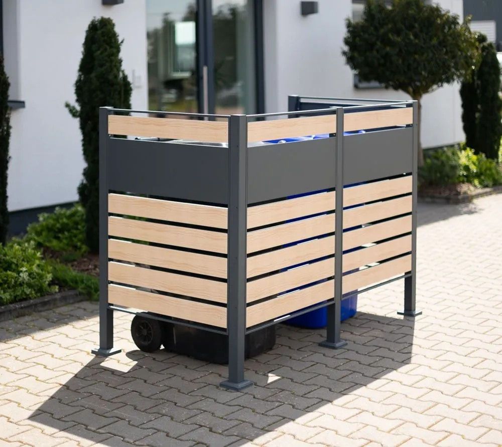 Westmann Okładzina metalowa na śmieci Planum 2x240L Wygląd drewna 160x90x120cm