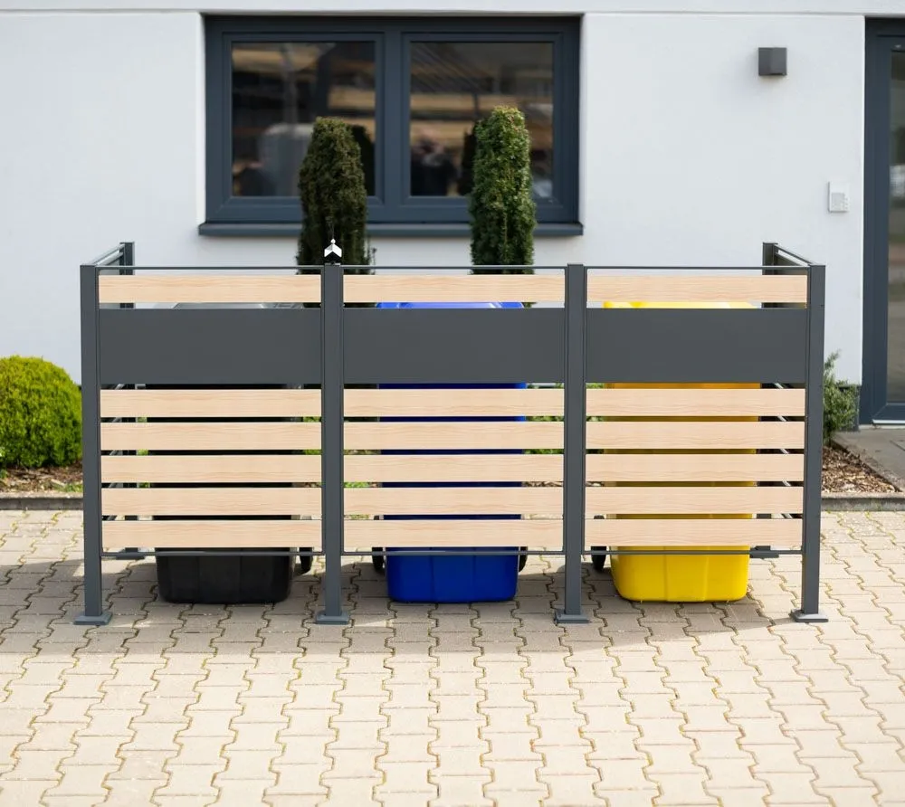 Westmann Okładzina metalowa na śmieci Planum 3x240L Wygląd drewna 240x90x120cm