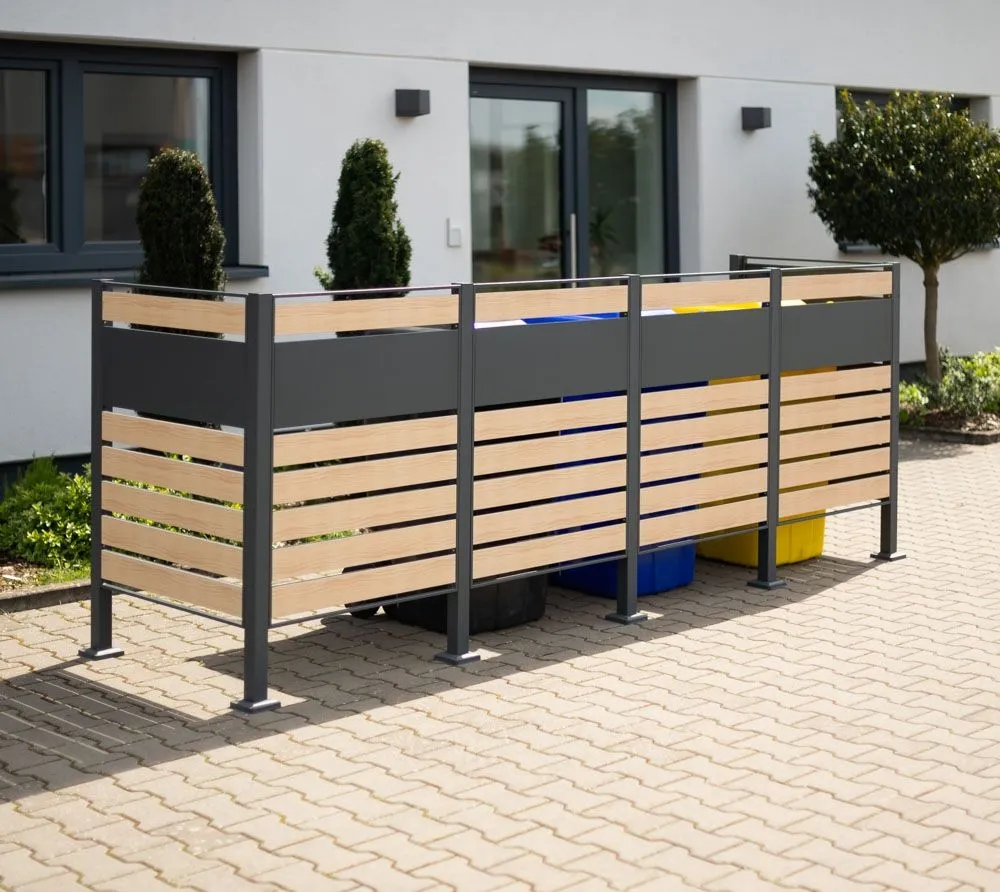 Westmann Okładzina metalowa na śmieci Planum 4x240L Wygląd drewna 320x90x120cm