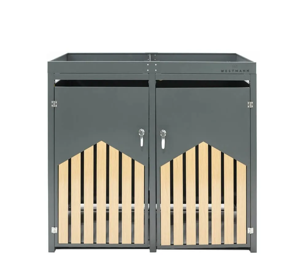Westmann Stalowy pojemnik na śmieci na 2 kosze na śmieci 240 litrów Antracyt 84x134x125cm