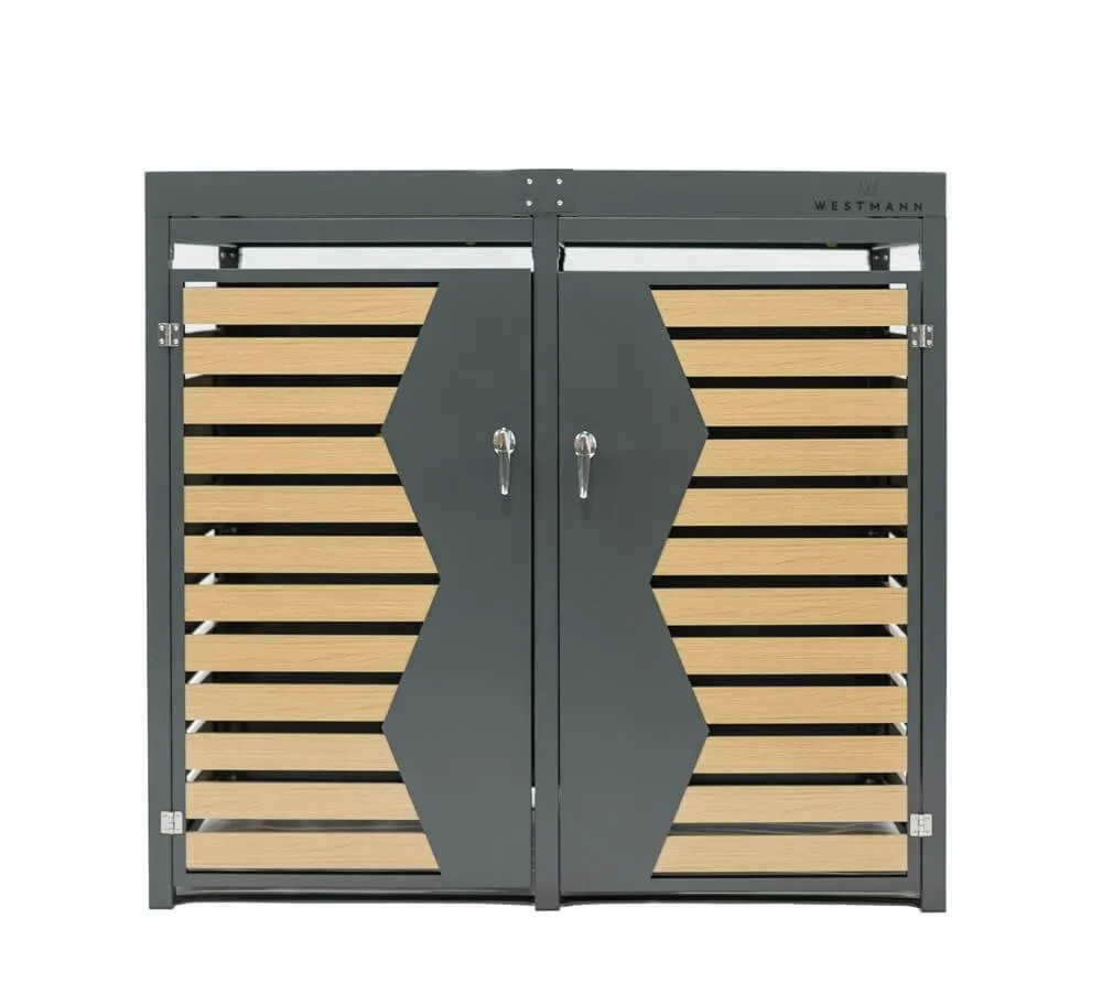 Westmann Stalowy pojemnik na śmieci na 2 kosze na śmieci 240 litrów Antracyt 84x134x125cm