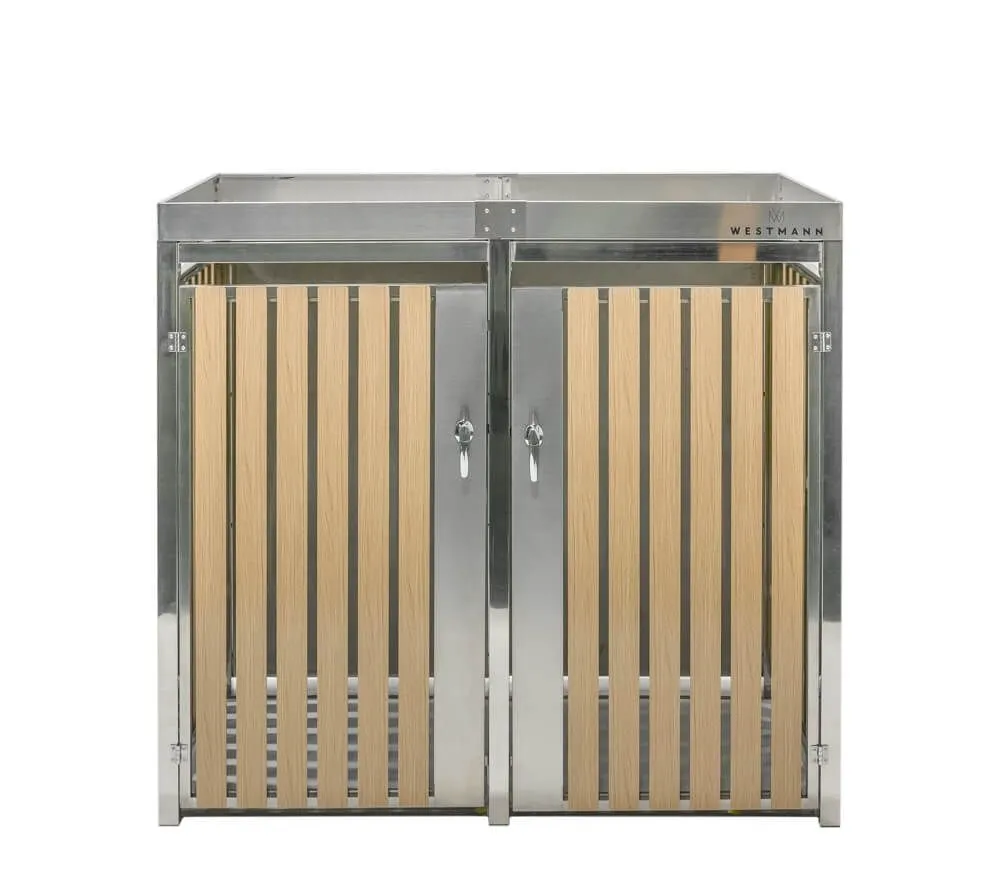 Westmann Pojemnik na śmieci ze stali nierdzewnej na 2 pojemniki na śmieci 240 litrów Srebro 84x134x125cm