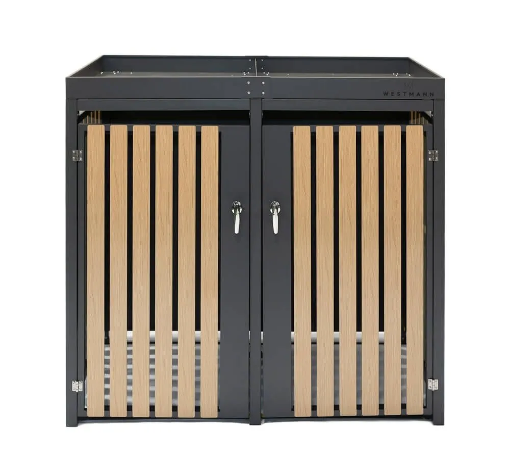 Westmann Stalowy pojemnik na śmieci na 2 kosze na śmieci 240 litrów Antracyt 84x134x125cm