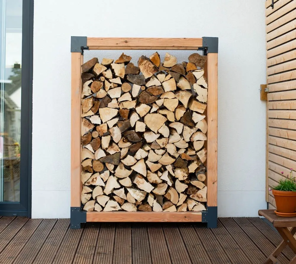 Westmann Stojak na drewno opałowe z drewna modrzewiowego Michel XL Natura 138x40x180cm